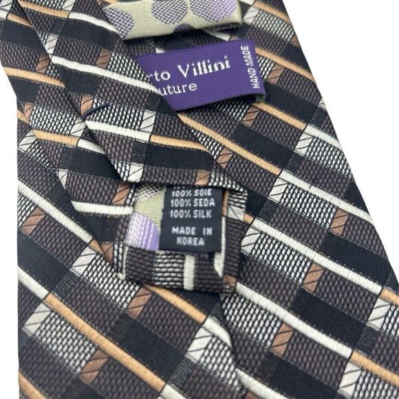 ROBERTO VILLINI Contour Men's 100% Silk Necktie Designer Geometric Striped Lot o - Picture 5 of 15
